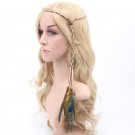 Fashion Peacock Feather Handmade Weaving Hairband Indian Women Bohemian Hippie Headdress Christmas P