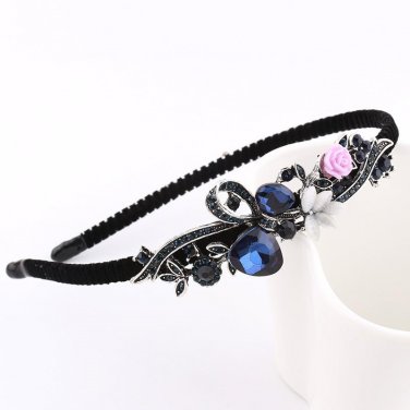 Korean Retro Flower Peacock Bow Rhinestone Girl Women Headband Beautiful Festival Fanshion Hair Acce