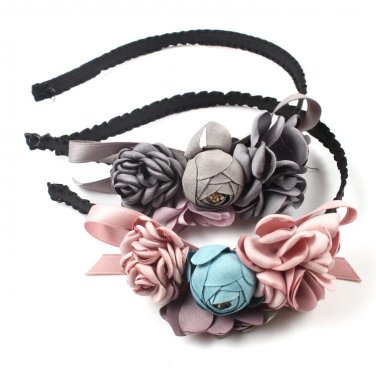 Korea Flowers Hand  ade Fabric flowers Retro Hair Accessories Diamond Hair Band Hair Bows Flower Cro