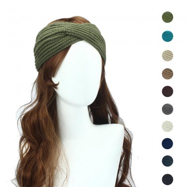 MUQGEW 21*10.5cm Braid cross hair band Winter Women Bohemia Weaving Cross Headband Handmade Hairband