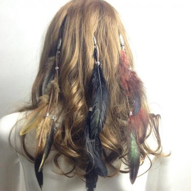 bohemian peacock feather braided headband hair head bands beach accessories for women girl hairband
