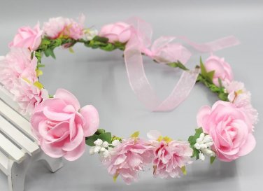 Summer Wedding Floral Crown Head Band Floral Head Wreath Women Flower Headband Bridesmaid Bridal Hea