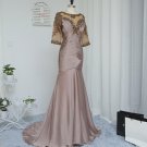 2017 Mother Of The Bride Dresses Mermaid Half Sleeves Gray See Through Beaded Backless Long Brides M