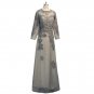 Mother Of The Bride Dresses A-line Long Sleeves Tulle Lace Gray See Through Mother Dresses Evening D
