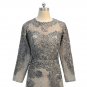 Mother Of The Bride Dresses A-line Long Sleeves Tulle Lace Gray See Through Mother Dresses Evening D
