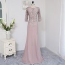 Plus Size Brown 2017 Mother Of The Bride Dresses A-line 3/4 Sleeves Chiffon Lace Wedding Party Dress