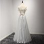New Flowers Lace Appliques Boat Neck Long Bridesmaid Dresses Short Cap Sleeve Wedding Party Prom Gow