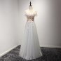 New Flowers Lace Appliques Boat Neck Long Bridesmaid Dresses Short Cap Sleeve Wedding Party Prom Gow
