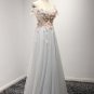 New Flowers Lace Appliques Boat Neck Long Bridesmaid Dresses Short Cap Sleeve Wedding Party Prom Gow