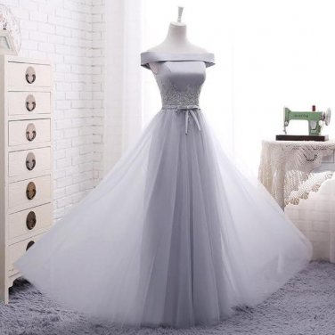 A Line Boat Neck Chiffon  New Long Bridesmaid Dresses Short Cap Sleeve Draped Bowknot Sash Wedding P