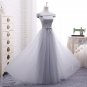 A Line Boat Neck Chiffon New Long Bridesmaid Dresses Short Cap Sleeve Draped Bowknot Sash Wedding P