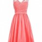 Royal Blue Black V-Neck Lace Chiffon Bridesmaid Dresses Sleeveless Wedding Party Gowns with Side Zip