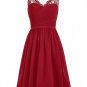 Royal Blue Black V-Neck Lace Chiffon Bridesmaid Dresses Sleeveless Wedding Party Gowns with Side Zip