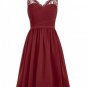 Royal Blue Black V-Neck Lace Chiffon Bridesmaid Dresses Sleeveless Wedding Party Gowns with Side Zip