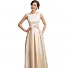 Sexy Boat Neck Champagne Flowers Elegant Evening Dresses Long 2017 New Wedding Party Dinner Formal D
