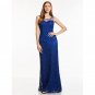 Dressv red long evening dress cheap scoop neck sleeveless sheath lace sweep train wedding party form