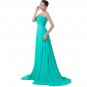 Turquoise Evening Dress Strapless Long Chiffon Floor Length Formal Gown Wedding Party Beading Elegan