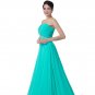 Turquoise Evening Dress Strapless Long Chiffon Floor Length Formal Gown Wedding Party Beading Elegan