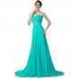 Turquoise Evening Dress Strapless Long Chiffon Floor Length Formal Gown Wedding Party Beading Elegan