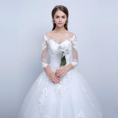 Princess Elegant Wedding Dresses With Long Lace Sleeve High Quality Ball Gown Bridal Gowns Vestidos 