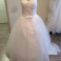 New Style V-Neck Sweep Brush Train Tank Sleeve White Bow Waist Wedding Dress Custom Made C017