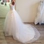 New Style V-Neck Sweep Brush Train Tank Sleeve White Bow Waist Wedding Dress Custom Made C017