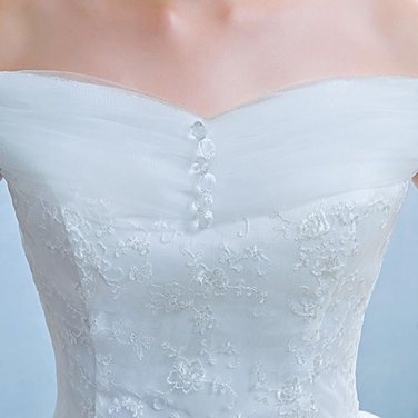 New Cheap Boat Neck White Bridal Gowns Princess Lace up Sex Romantic Wedding Dress Frocks HS244