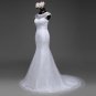 Elegant sexy sleeve Mermaid Wedding dress removable skirt with a train and lace back vestido de noi