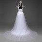 Elegant sexy sleeve Mermaid Wedding dress removable skirt with a train and lace back vestido de noi