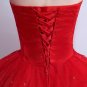 Red lace princess court wedding Dress red flower lace wedding Dress princess flower red golden lace