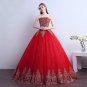 Red lace princess court wedding Dress red flower lace wedding Dress princess flower red golden lace
