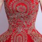 Red lace princess court wedding Dress red flower lace wedding Dress princess flower red golden lace