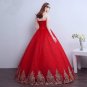 Red lace princess court wedding Dress red flower lace wedding Dress princess flower red golden lace
