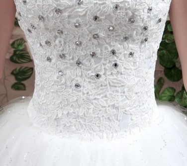 Large Size Vintage Wedding Dress Lace Embroidery  Diamond Bride Dress Custom Made Size 009