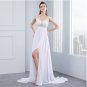 Beach Wedding Dresses 2017 Vestido De Noiva Chiffon Lace Appliqued Sexy Women Bridal Dress with Cap