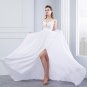 Beach Wedding Dresses 2017 Vestido De Noiva Chiffon Lace Appliqued Sexy Women Bridal Dress with Cap