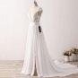 Beach Wedding Dresses 2017 Vestido De Noiva Chiffon Lace Appliqued Sexy Women Bridal Dress with Cap