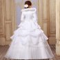 White Organza Cheap Muslim Wedding Dresses 2017 Long Sleeves Winter Wedding Gowns vestido noiva trou