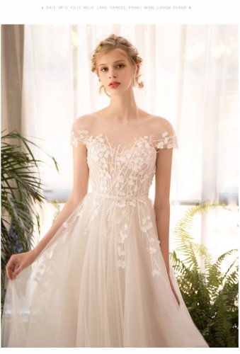long half sleeve  lace wedding dress high quality bride simple bridal gown real photo wedding-dress 