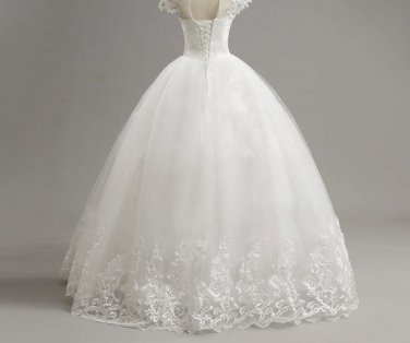 Customized Short Lace Sleeve Vintage Wedding Dress Princess Plus Size Bride Gowns Dresses Fashion ve