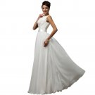 Beach White Wedding Dresses  Chiffon Low back Cheap vestido de noiva lace Long Bridal Wedding Gown 7