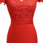 Mermaid V-neck Cap Sleeves Satin Lace Long Cheap Bridesmaid Dresses Under 50 Wedding Party Dresses