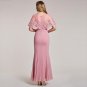 Dressv peach evening dress cheap scoop neck short sleeves mermaid floor length wedding party formal 