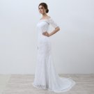 White Vintage Lace Cheap Mermaid Wedding Dresses 2017 Off the Shoulder Half Sleeves Wedding Gowns ve