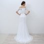 White Vintage Lace Cheap Mermaid Wedding Dresses 2017 Off the Shoulder Half Sleeves Wedding Gowns ve