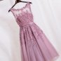 Tulle Lace Appliques Short Cocktail Dresses Zipper Back A-line Formal Wedding Party Dress Pearls Bea