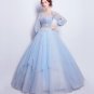 Angel Wedding Dress Marriage Evening Bride Party Prom Bridal Gown Vestido De Noiva 2017Blue, Long sl