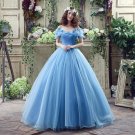 Cinderella Wedding Dress Blue Bridal Gown Off The Shoulder Cap Sleeves robe de Marry Halloween Costu