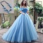 Cinderella Wedding Dress Blue Bridal Gown Off The Shoulder Cap Sleeves robe de Marry Halloween Costu