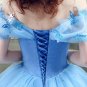 Cinderella Wedding Dress Blue Bridal Gown Off The Shoulder Cap Sleeves robe de Marry Halloween Costu
